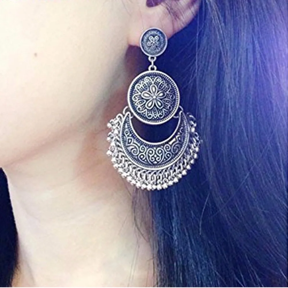 Intricate Silver Boho Earrings - Picture 4 of 5